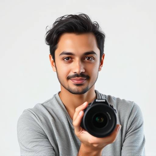 Photographer taking a portrait in a studio setting